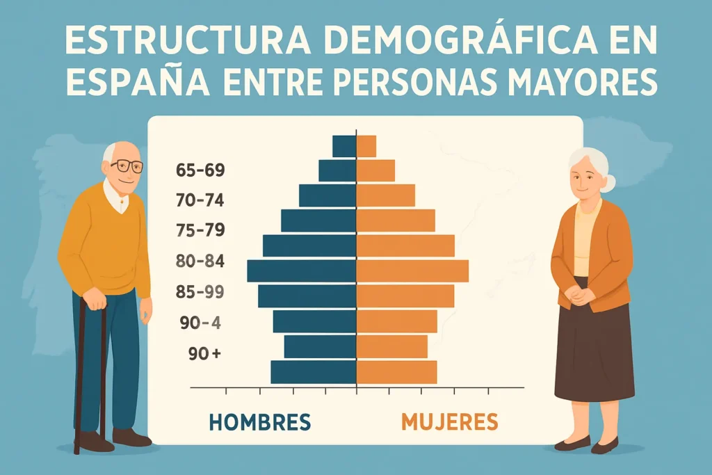 estructura demográfica en España entre personas mayores