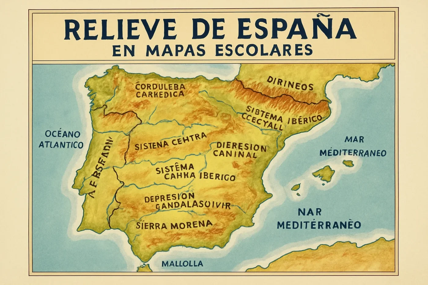 relieve-de-Espana-en-mapas-escolares - Spain News 24h relieve de España en mapas escolares