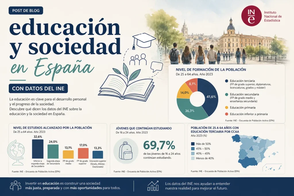 educación y sociedad en España con datos del INE